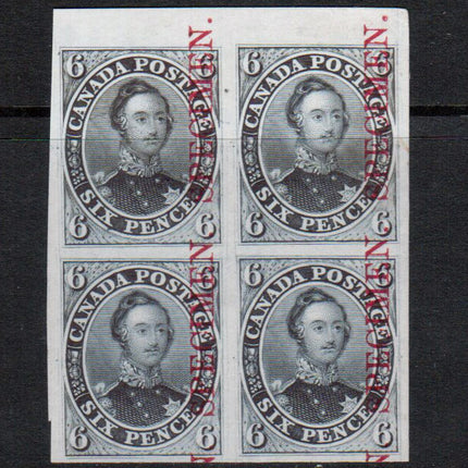 Canada #2TCvii XF Proof Block On India Paper Dark Grey With Specimen Overprint In Carmine