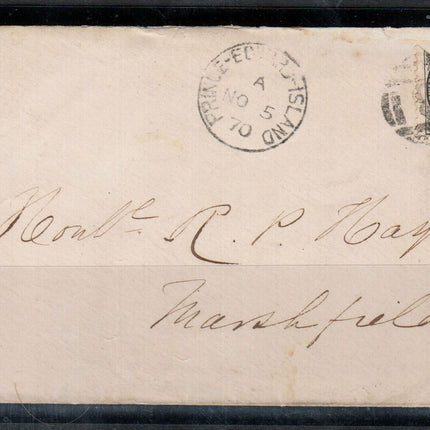 Prince Edward Island #9c Used Rare Bisect On Cover **With Certificate**