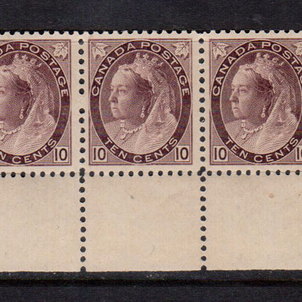 Canada #83 VF/NH Bottom Margin Strip Of Three **With Certificate**
