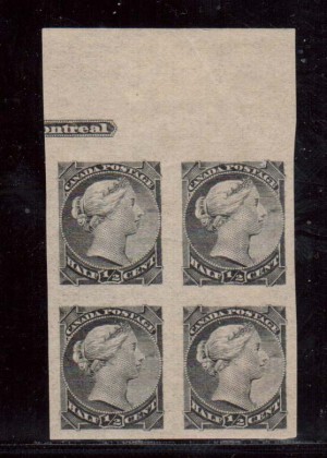 Canada #34a XF Mint Imperforate Block  **With Certificate**