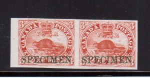 Canada #1TCi XF Proof Pair On India Paper With Horizontal Specimen