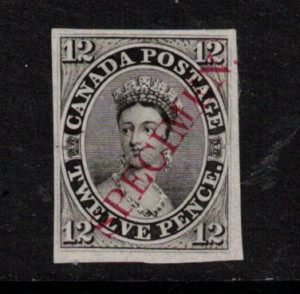 Canada #3Pii VF Plate Proof On India Paper With Diagonal Specimen Overprint