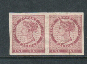 Prince Edward Island #1 XF Mint Imperforate Pair Variety **With Certificate**
