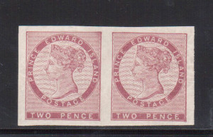 Prince Edward Island #1 XF Mint Imperforate Pair Variety **With Certificate**