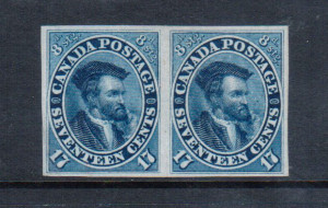 Canada #19b XF Mint Imperf Pair **With Certificate**