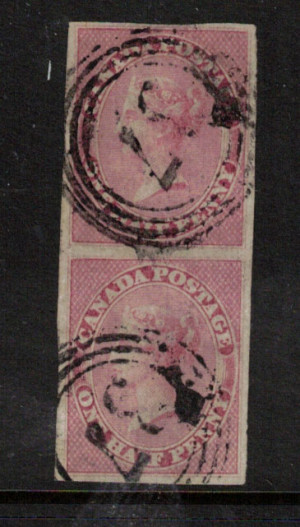 Canada #8b VF Used Vertical Pair **With Certificate**