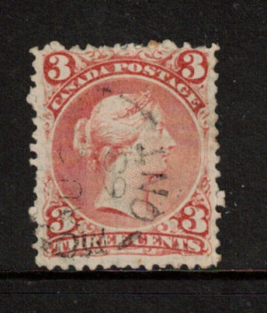 Canada #33 VF Used On Laid Paper With Aug 2 1868 CDS **With Cert.**